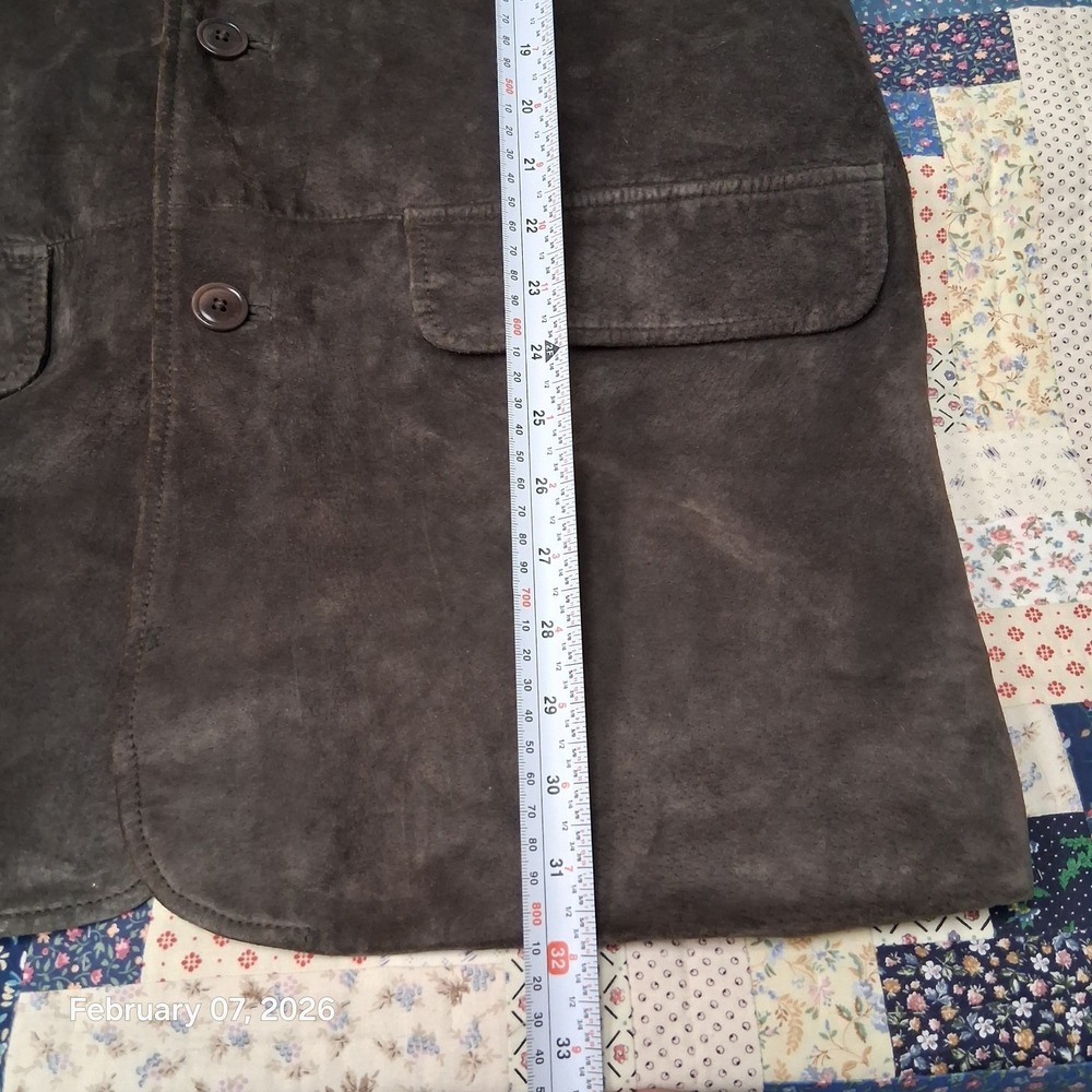 Eddie Bauer‎ Seattle Suede Blazer Jacket Size Large Lined Brown - Picture 9 of 15